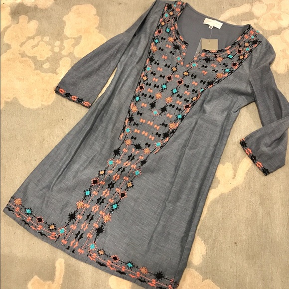 NWT Anthropologie chambray embellished dress - Picture 4 of 4